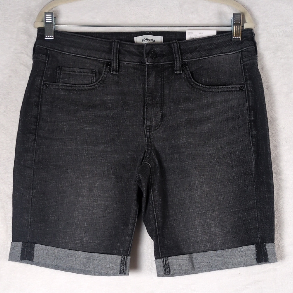 Sonoma Womens Mid Rise Relaxed Fit Bermuda Shorts Size 8